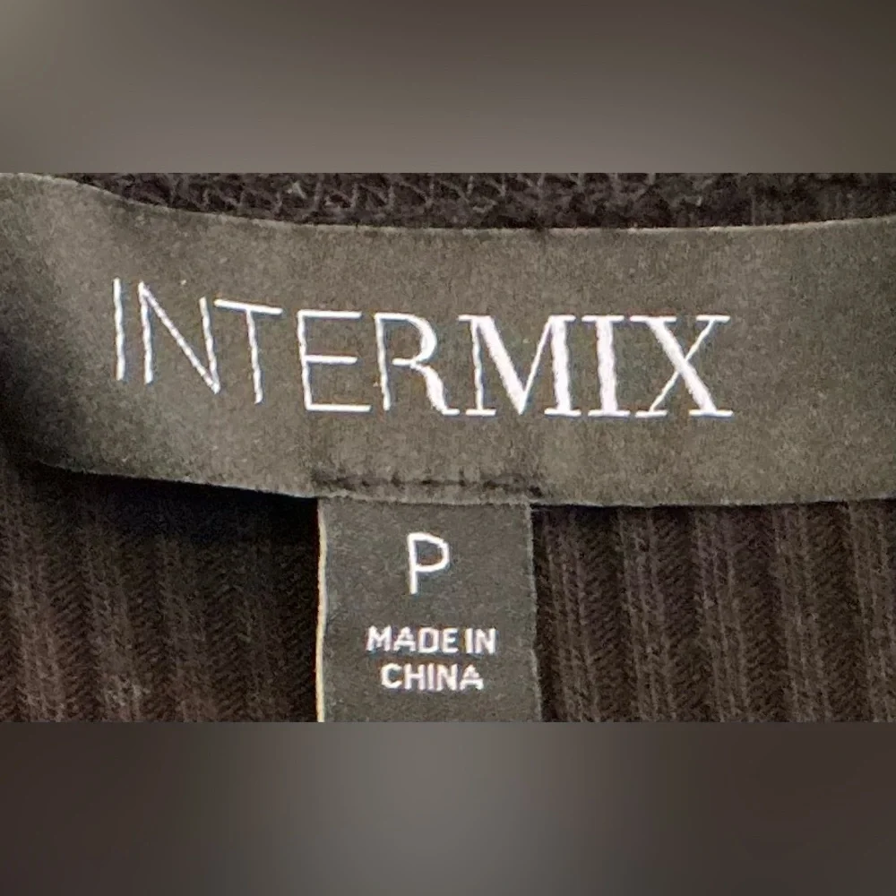 INTERMIX Black Ribbed Long Sleeve Dress